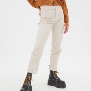 BDG Urban Outfitters Ivory Corduroy Slim Straight Carpenter Pants Size 27 Ivory